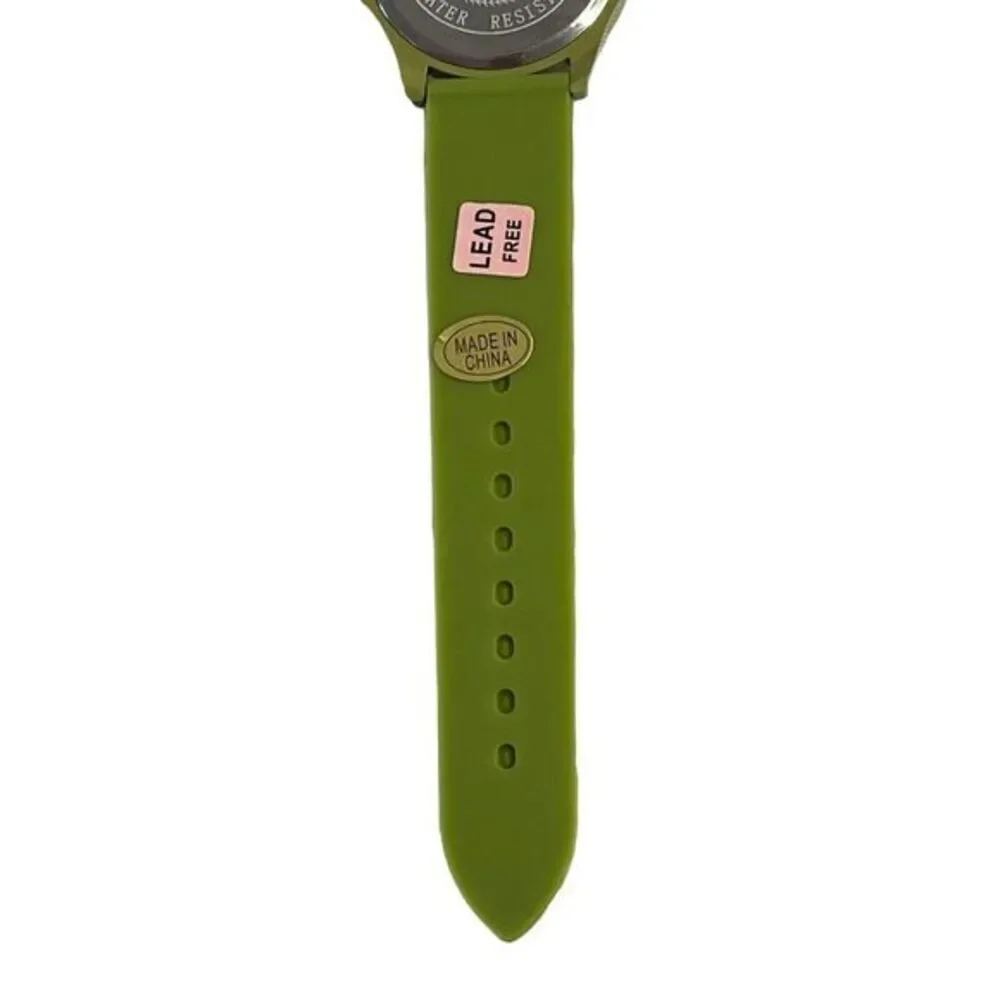 GENEVA 5573 Women's Watch Green Silicone Band Arabic Numerals Round‎ Face 9 in